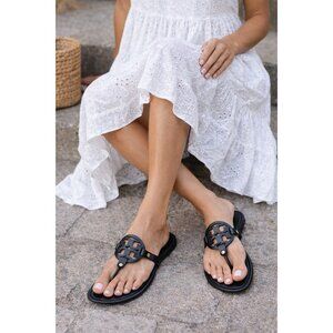 Tory Burch Black Leather Thong Sandals Women’s US 9 Designer Summer Flats